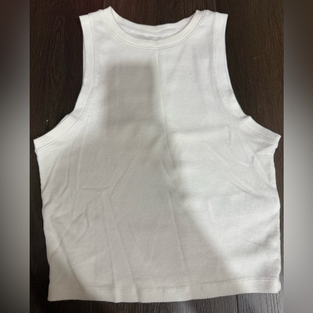 Hollister White Sleeveless Ribbed Tank Top